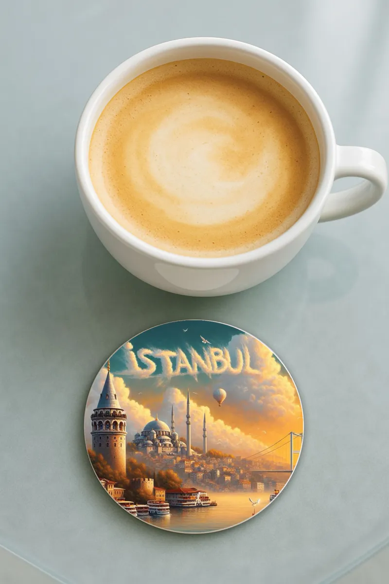 3distanbul-Bardak Altlığı Baskı Desenli Tekli