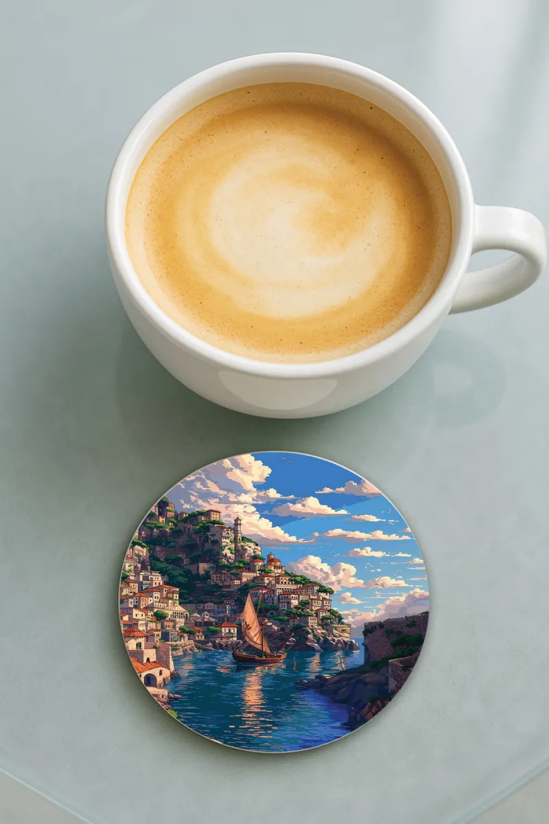 Amalfi-Bardak Altlığı Baskı Desenli Tekli 