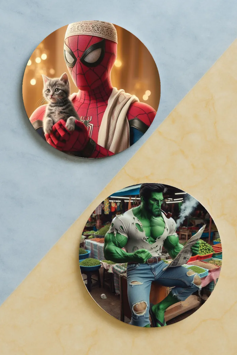 Sinema Komedi-Yuvarlak Pleksi Bardak Altlığı 2 Adet Set