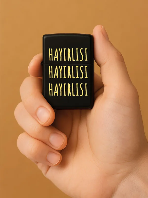Hayırlısı-Baskılı Benzinli Metal Siyah Çakmak