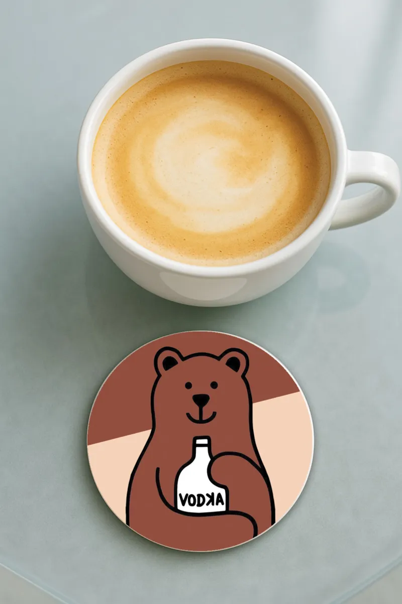 Vodka-Bardak Altlığı Baskı Desenli Tekli