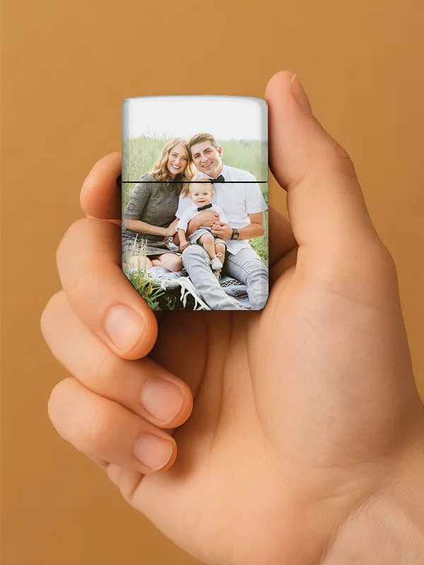 Kişiye Özel Resimli Fotoğraflı Baskılı Benzinli Metal Siyah Çakmak