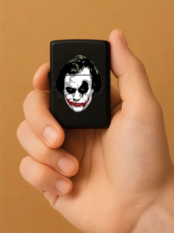 JokerArt-Baskılı Benzinli Metal Siyah Çakmak