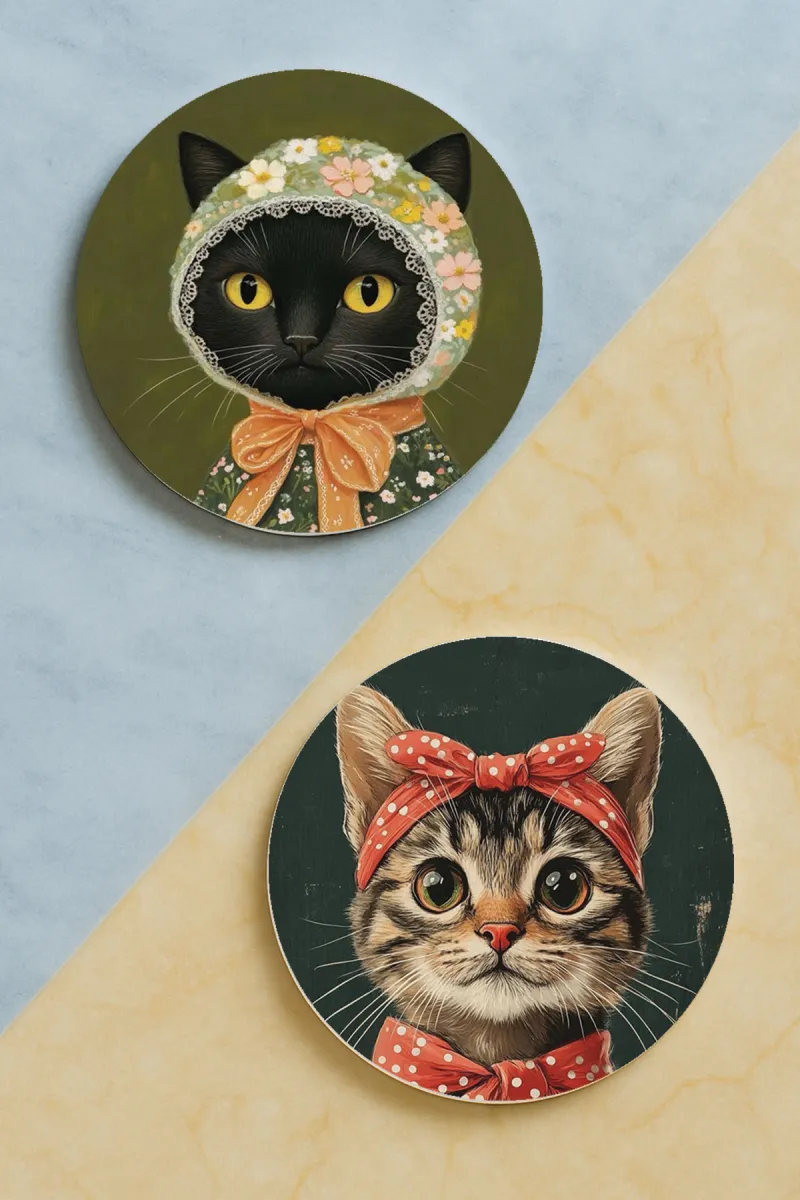 Cat-Yuvarlak Pleksi Bardak Altlığı 2 Adet Set