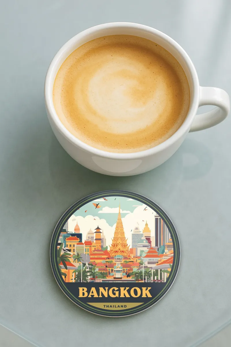 Bangkok-Bardak Altlığı Baskı Desenli Tekli 