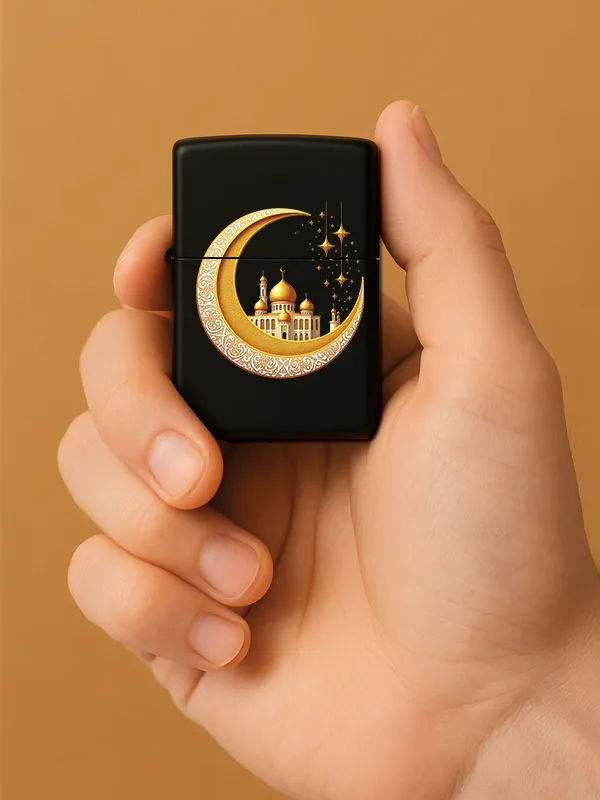 İslamic-Baskılı Benzinli Metal Siyah Çakmak