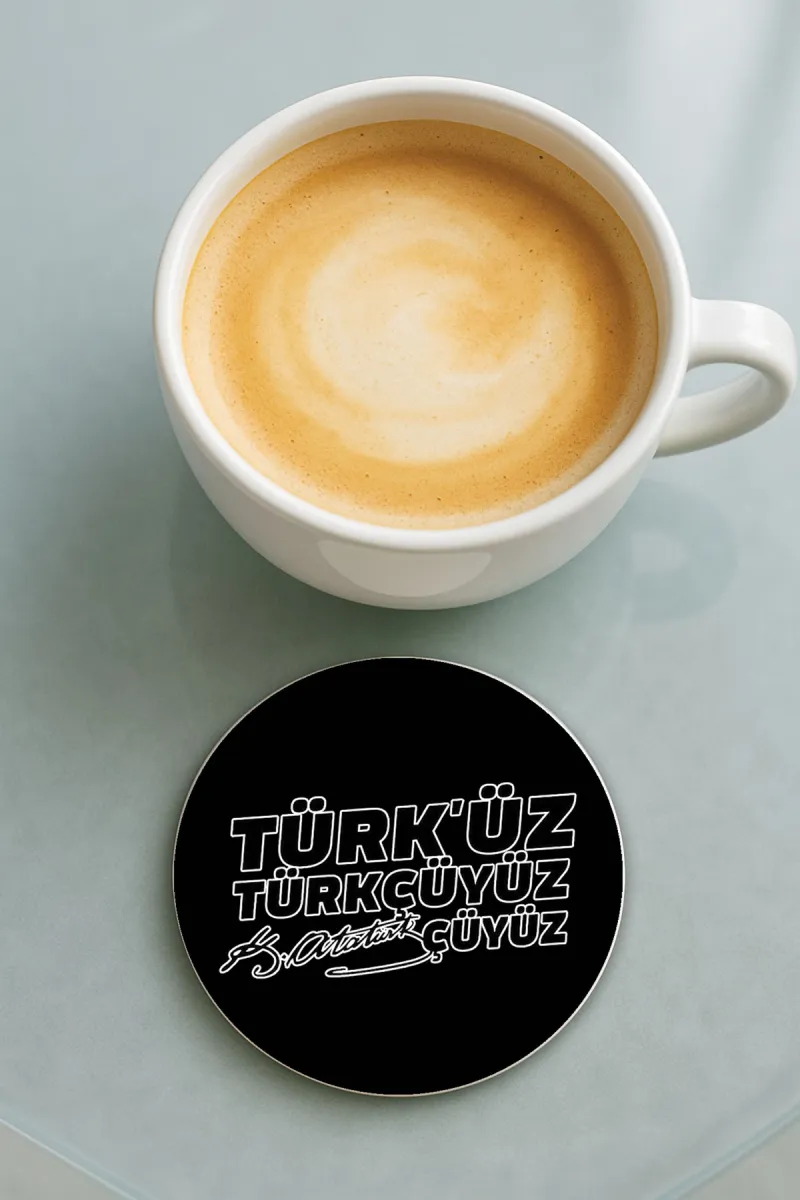 Atatürkçüyüz-Bardak Altlığı Baskı Desenli Tekli 