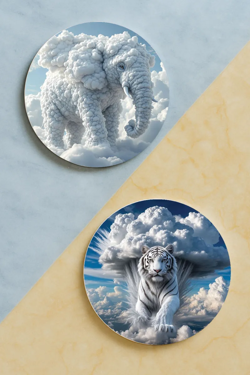 Animasyon-Yuvarlak Pleksi Bardak Altlığı 2 Adet Set