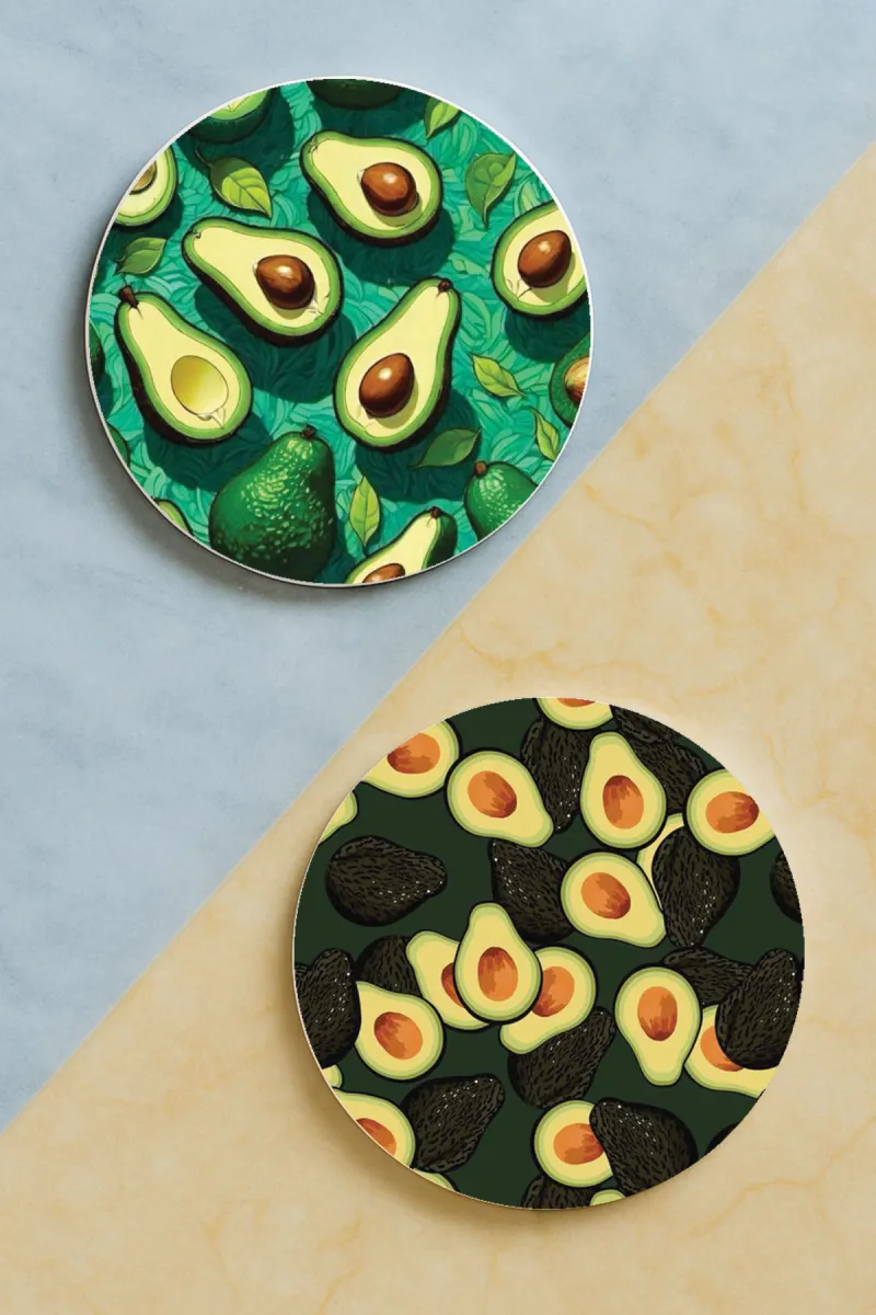 Avocado-Yuvarlak Pleksi Bardak Altlığı 2 Adet Set