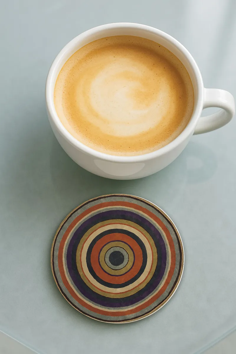 Vintage-Bardak Altlığı Baskı Desenli Tekli