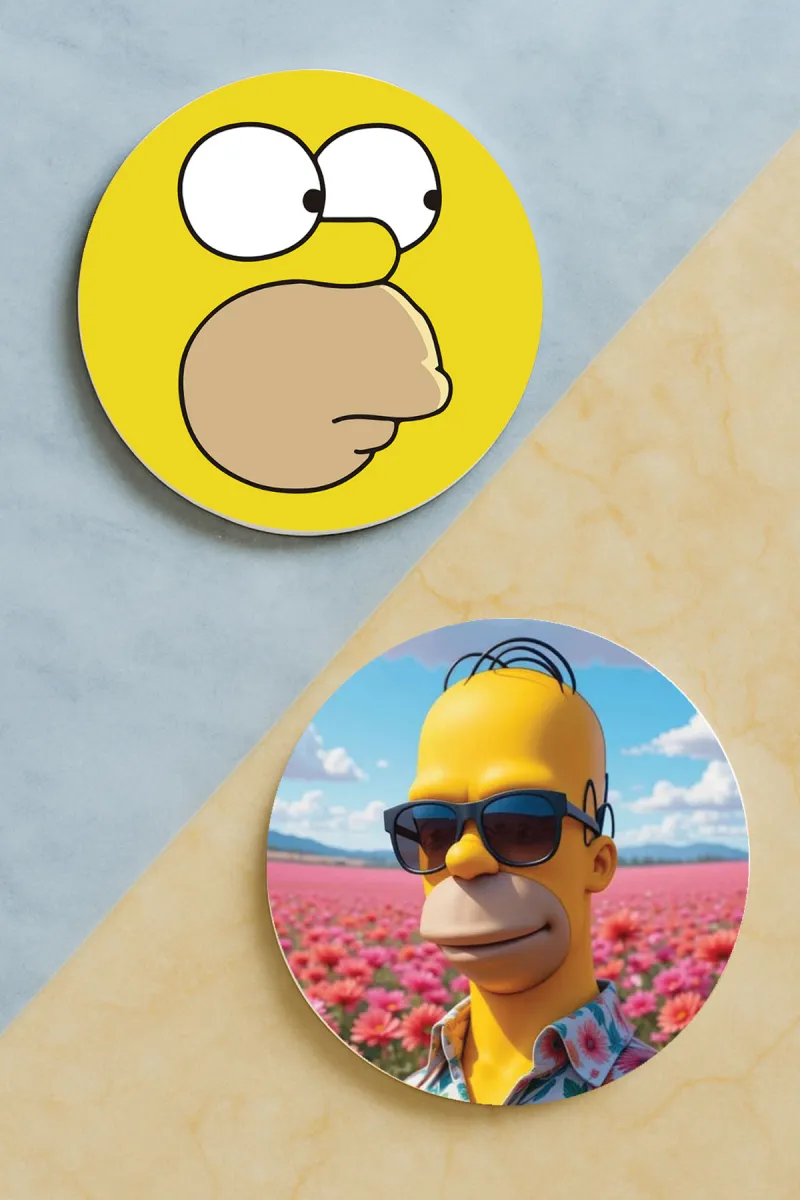 Simpson-Yuvarlak Pleksi Bardak Altlığı 2 Adet Set