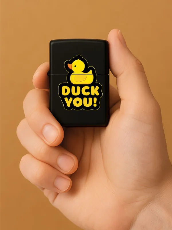 Duck You-Baskılı Benzinli Metal Siyah Çakmak