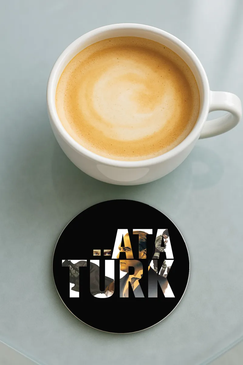 Atatürk-Bardak Altlığı Baskı Desenli Tekli 