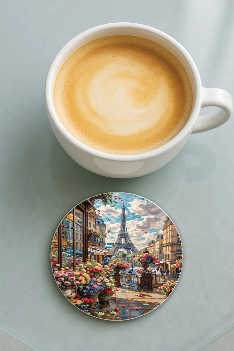 BahardaParis-Bardak Altlığı Baskı Desenli Tekli 