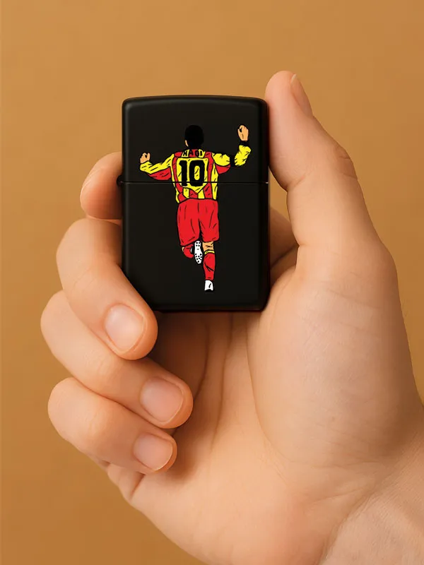 Hagi -Baskılı Benzinli Metal Siyah Çakmak